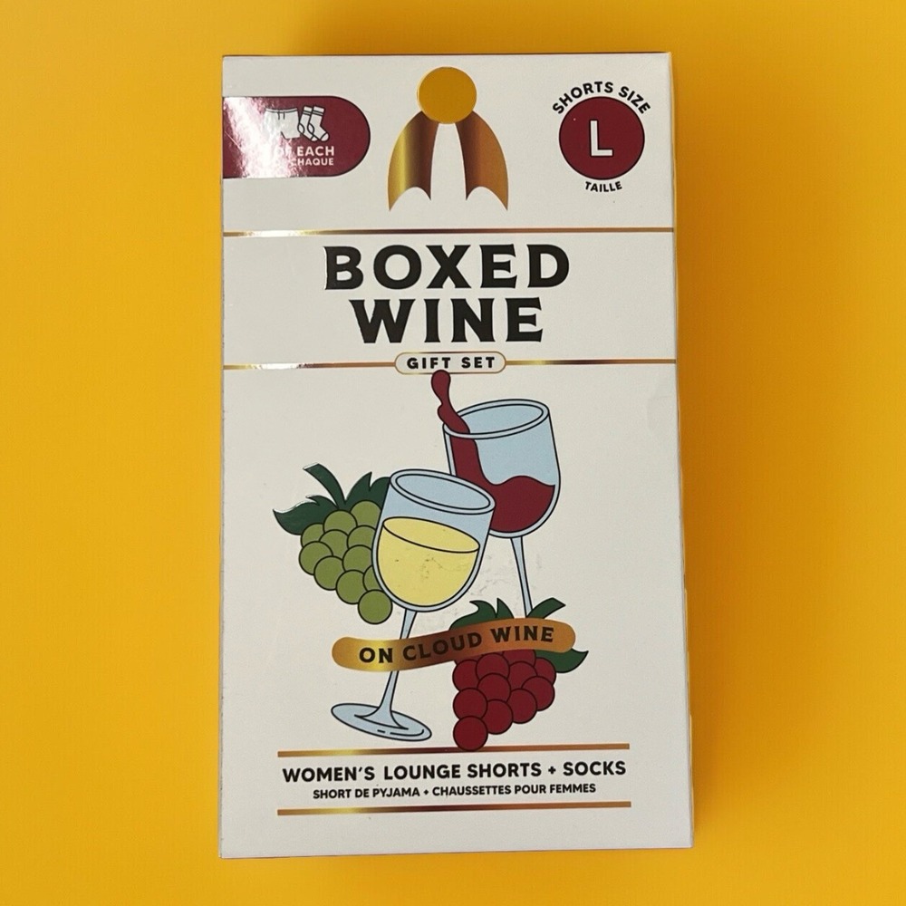 Women's Lounge Shorts + Socks, Boxed Wine Gift Set Short Size (L)